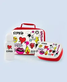 Essmak Graffiti Artist Girl Personalized Lunch Pack Set Red - 3 Pieces