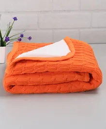 بطانية قطنية محبوكة وفراء فاخر من بيبي هاج - برتقالي