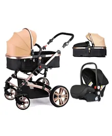 Teknum 3 in 1 Pram Stroller + Bassinet + Infant Car Seat - Khaki