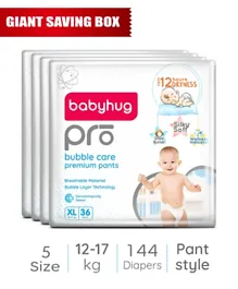 Babyhug Pro Bubble Care Premium Pant Style Diapers Giant Saving Box Size 5 - 144 Pieces
