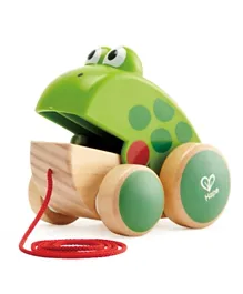 Hape Wooden Frog Pull Along Toy - Green