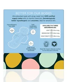 &Sisters Organic Cotton Pads with Wings    Heavy (10 pack)