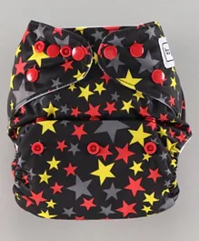Babyhug Free Size Reusable Cloth Diaper With Insert Tree Print - Black Red