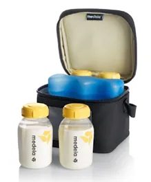 Medela Breast Milk Cooler Contoured Ice Pack Cooler Carrier Bag and Transport Set - Black
