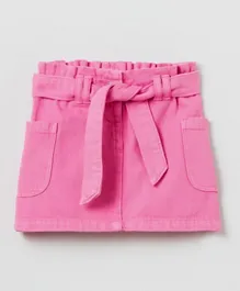 OVS Side Pockets Skirt with Belt - Pink