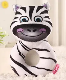 Babyhug Zebra Face Rattle and Soft Toy Ring - Black and White