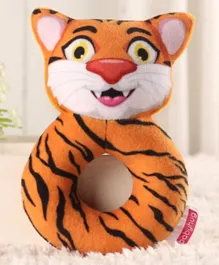 Babyhug Cat Face Rattle and Soft Toy Ring - Orange