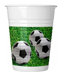 بروكوس - أكواب بلاستيكية للحفلات طبعة كرة القدم سعة 200 مل  - عبوة من 8 قطع