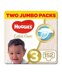 Huggies Extra Care Twin Jumbo Pack of Diapers Size 3 - 152 Pieces