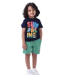 Victor and Jane Boys 2-Piece Set With Short Sleeve T-Shirt & Shorts - Navy