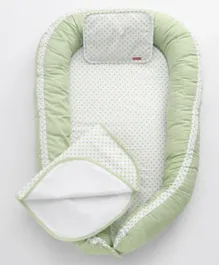Babyhug Premium 100% Cotton Baby Nest Bedding Set Polka Dots Print Green - 5 Pieces