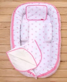 Babyhug Premium 100% Cotton Baby NestBedding Set Asterisk Print - Pink