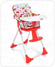 Babyhug Bloom High Chair with Footrest Animal Print - Red