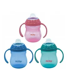 Nuby - 210 ml/7 Ounce. Standard Neck Bottle with Removable Handles, Overfolded Cap & Hood Straight Design