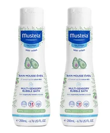 Mustela Multi Sensory Bubble Bath for Newborns, Vegan and Biodegradable Formula, 2-Pack 200mL Each