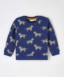 JoJo Maman Bebe Zebra Print Sweatshirt - Indigo