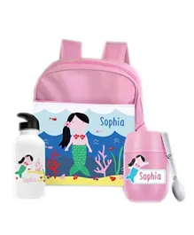 Essmak Sweet Siren Personalized Thermos and Backpack Set Pink - 11 Inches