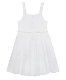 مينوتي فستان من القطن مزين بكشكشة  - لون أبيض