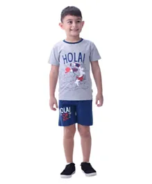 Victor and Jane -  Boys 2-Piece Set With Short Sleeve T-Shirt & Shorts - Grey & Navy