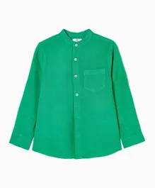 زيبي - قميص من القطن واللنن - أخضر