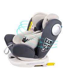 مون - مقعد سيارة للأطفال جيرو لمجموعة الأطفال 0+123 (0-36 كجم  0-12 سنة) ايزوفيكس+ حبل دوران 360 درجة  - رمادي