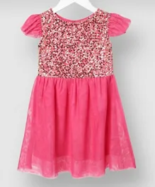Neon Embellished Ankle Length Dress - Pink