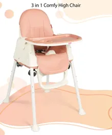 Babyhug 3 in 1 Comfy High Chair with Adjustable Dining Tray - Peach