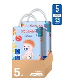Hibobi - Ultra Soft Absorbent Pants Diapers - Size 5 - 12-17Kg - 52 Pcs - Pack Of 2