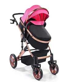 Babyhug Majestic Stroller and Carry Cot With Canopy - Pink