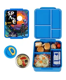 Eazy Kids Jumbo Bento Lunch Box With Insulated Jar - Space Expedition Blue