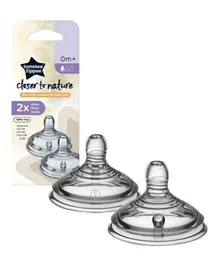 Tommee Tippee Closer to Nature Slow Flow Baby Bottle Teats - Pack of 2