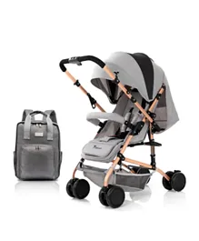 Teknum - Reversible Trip Stroller w Stylish Diaper Travel Backpack with Changing Pad Grey