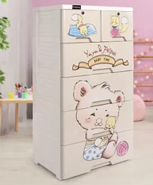 Babyhug Storage Cabinet 6 Compartment Teddy Print - Cream