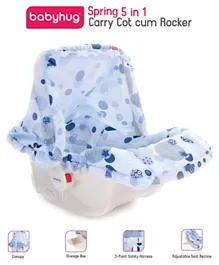 Babyhug Spring 5 in 1 Carry Cot with Rocker and Mosquito Net - Blue