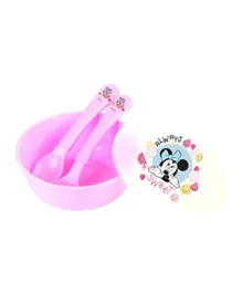 Disney Minnie Mouse Baby Feeding Bowl, Fork & Spoon Set - Pink