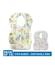 Star Babies Disposable Bibs Pack of 15 - Animals