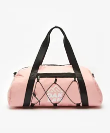 Oaklan by ShoeExpress Logo Print Duffel Bag with Detachable Strap and Zip Closure - Pink