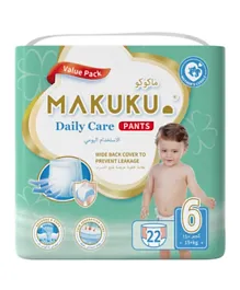 MAKUKU Wide Back Coverage Daily Care Pant Diapers Value Pack Size 6 - 22 Diapers