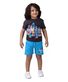 Victor and Jane Boys 2-Piece Set With Short Sleeve T-Shirt & Shorts - Dark Grey