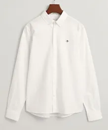 جانت قميص أوكسفورد للمراهقين بشعار الدرع - أبيض