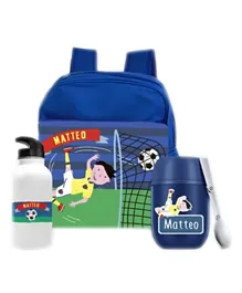 Essmak Wembley Personalized Thermos and Backpack Set Blue - 11 Inches