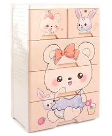 5 Compartment Storage Cabinet Teddy Print - Pink