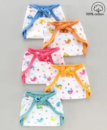 Babyhug U Shape Reusable Printed Muslin Cotton Nappy Small Pack of 5 - Multicolor