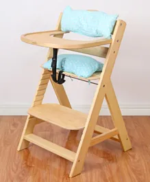 Babyhug Reine Wooden Dinning High Chair With Cushion - Natural