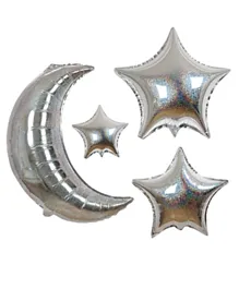 Meri Meri Moon and Star Balloons Pack of 6 - Silver