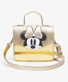 Disney - Minnie Mouse Applique Crossbody Bag With Detachable Strap - Gold