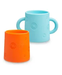 PopYum Silicone Training Cup 2-Pack (Sky Blue and PopYum Orange)