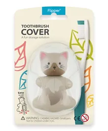 Flipper Fun Animal Hygienic Toothbrush Holder with Suction Cup - Cat