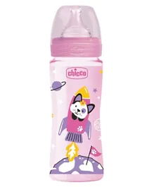 Chicco Well-Being Neutral Fast Flow Silicone Plastic Bottle  Pink - 330mL