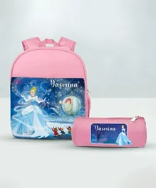 Essmak Disney Cinderella  Personalized Backpack and Pencil Pouch Pink - 11 Inches